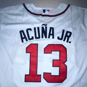 Men’s Large Ronald Acuna Jr. White Atlanta Braves Nike MLB Baseball Jersey NWT